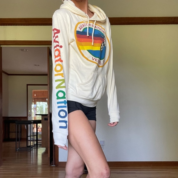 ONHOLDAviator Nation Venice Vtg White Hoodie XS - Picture 3 of 11